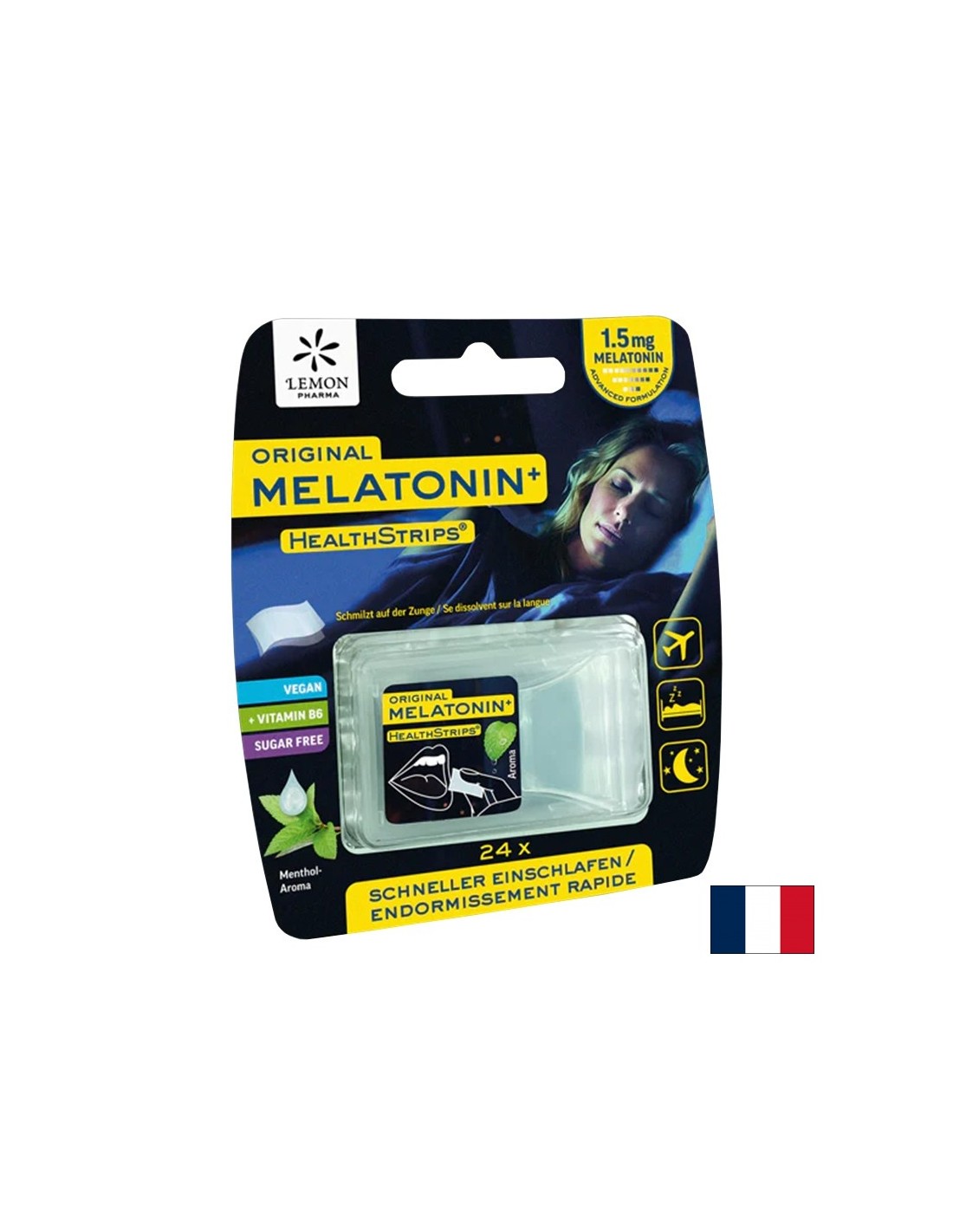 Мелатонин 0.75 mg + Витамин B6 0.5 mg – Бързо заспиване и спокоен сън, 24 ментови ленти - Feel You