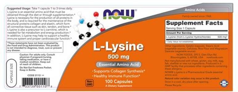 L-Lysine 500 mg - 100 капсули - Feel You