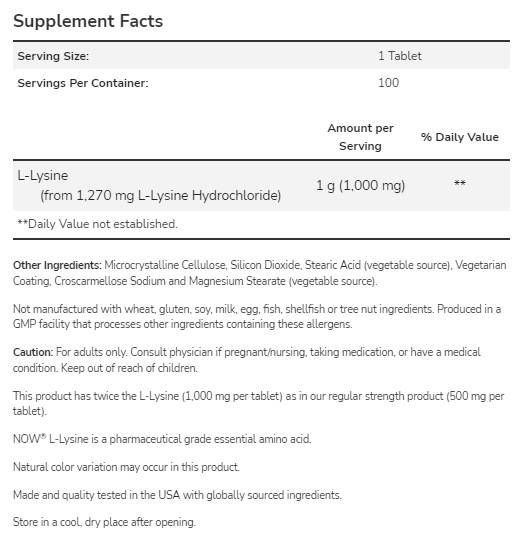 L-Lysine 1000 mg - 100 Таблетки - Feel You