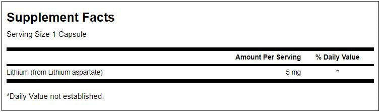 Lithium Aspartate 5 mg 100 капсули - Feel You