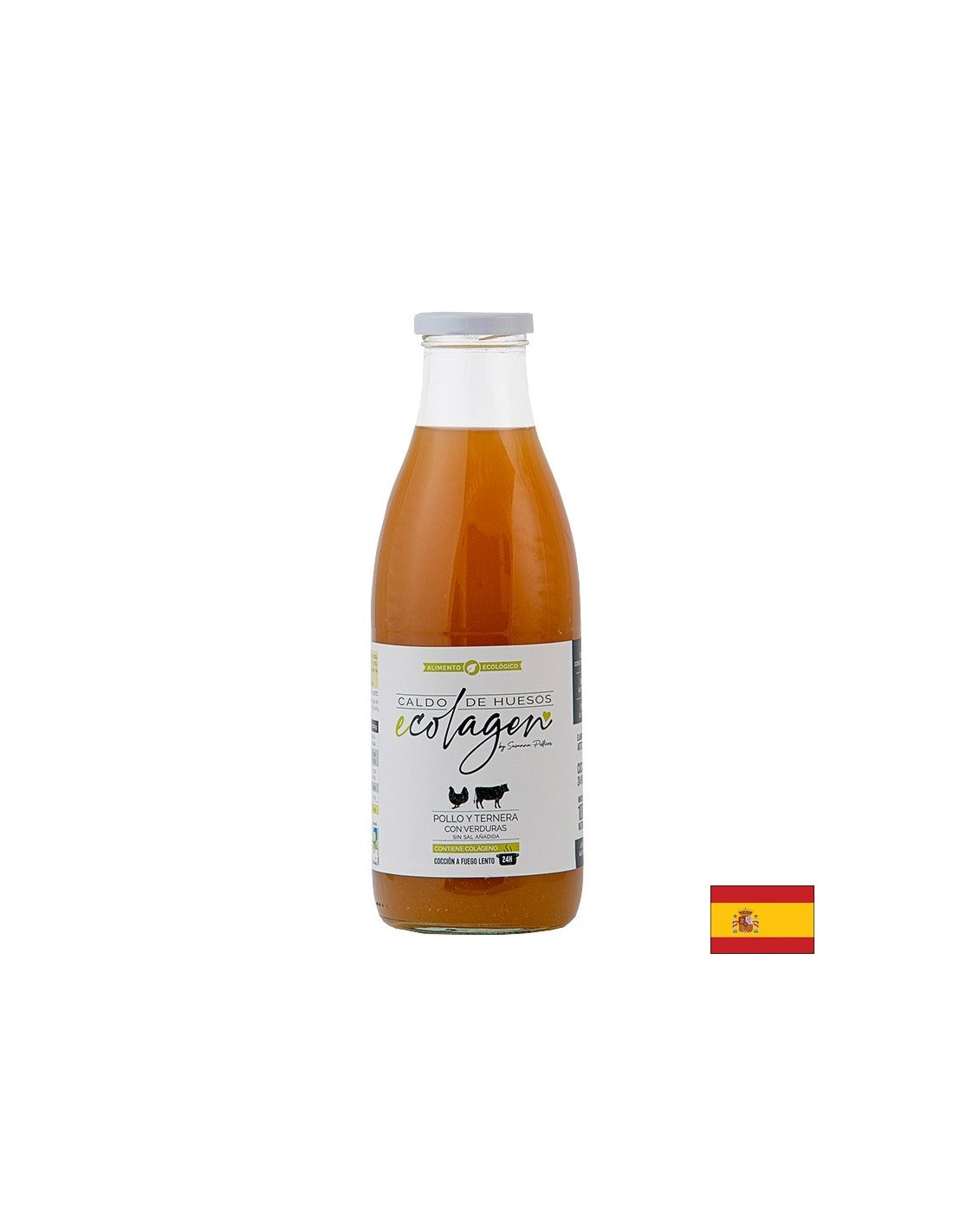 Безсолен костен бульон (пилешки и телешки) БИО - (С подправки, зеленчуци и ябълков оцет). 1 литър - Feel You