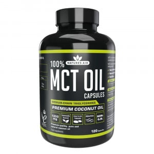 Средноверижни триглицериди от кокосово масло (100% MCT Oil) 1200мг 120 капсули, Natures Aid - Feel You