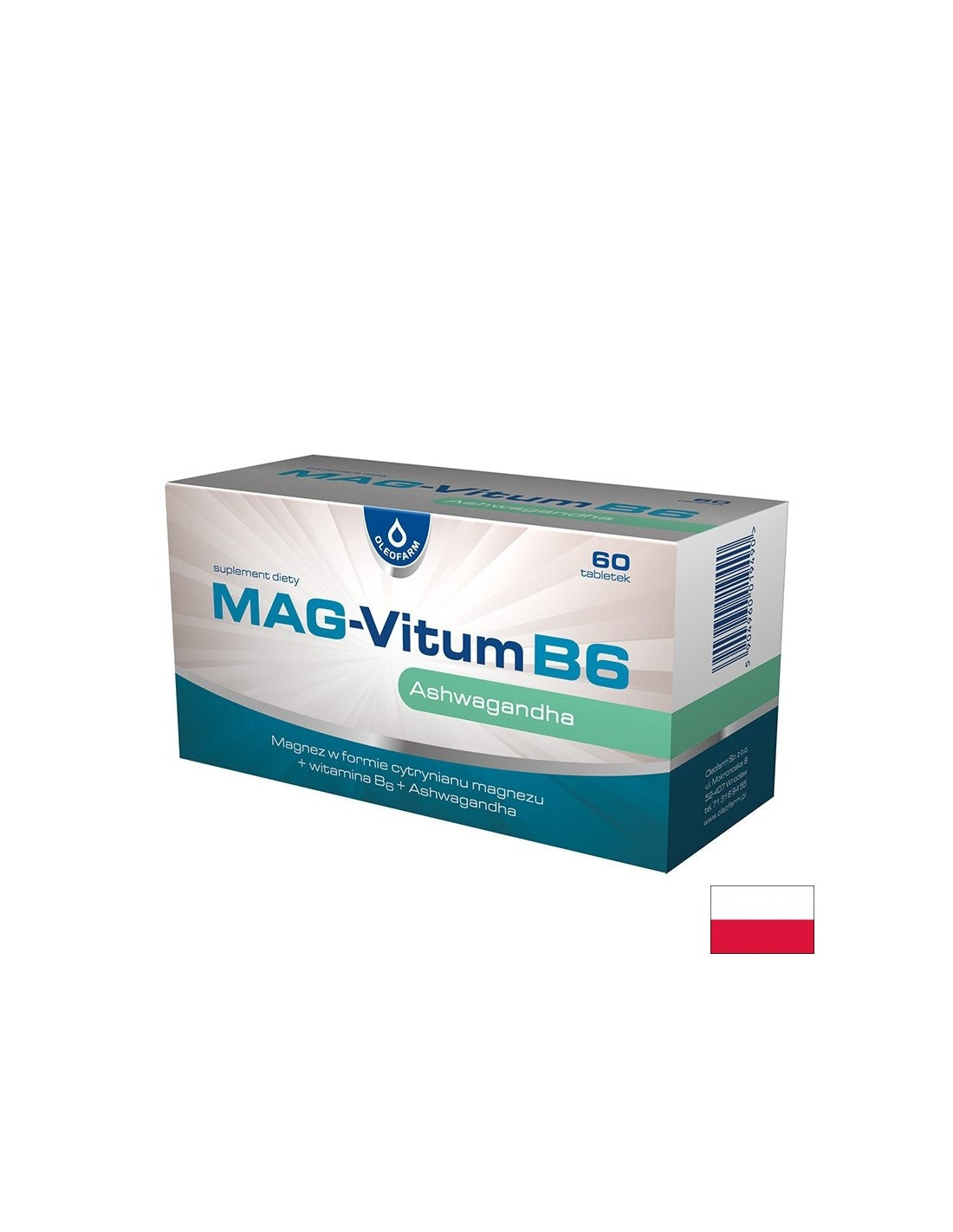 Магнезий 100 mg + Ашваганда 80 mg + Витамин B6 При стрес, напрежение и умора 60 таблетки - Feel You