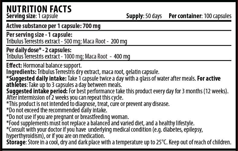 Tribulus With Maca 1400 mg - 100 капсули - Feel You