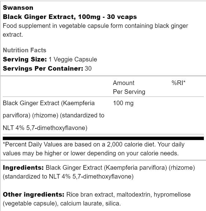 Black Ginger Extract 100 mg 30 капсули - Feel You