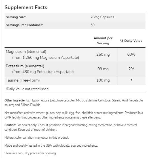 Magnesium & Potassium Aspartate - 120 капсули - Feel You