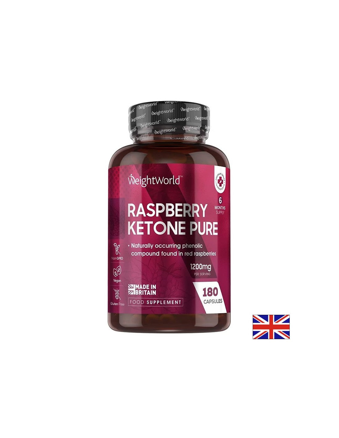 Горене на мазнини - Малинови кетони, 1200 mg х180 капсули Weight Worl - Feel You