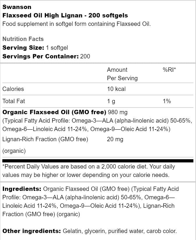 Flaxseed Oil High Lignan 200 Гел капсули - Feel You