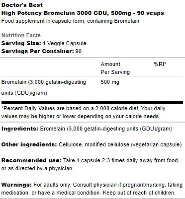 Bromelain 3000 GDU 500 mg | High Potency - 90 капсули - Feel You