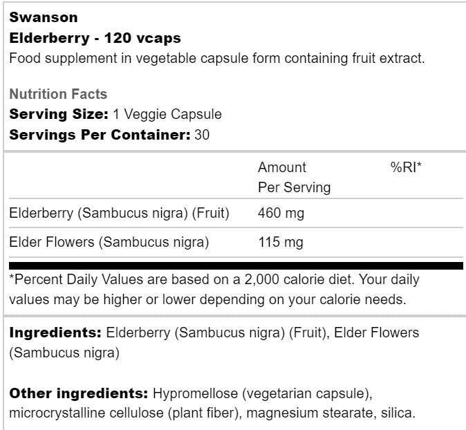 Elderberry 575 mg 60 капсули - Feel You