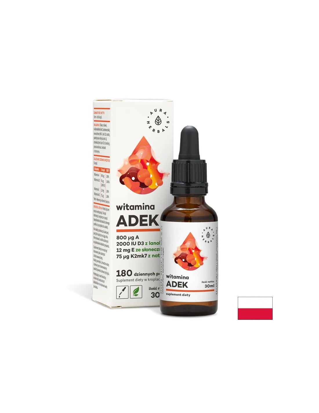 Подпомага костите, зъбите и имунитета - Витамин А, К2, D3, E - 30 ml капки Aura Herbals - Feel You