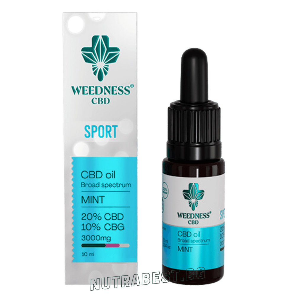 Спорт СБД масло 20% + CBG 10% широк спектър|Мента (10ml) Weedness СБД - Feel You