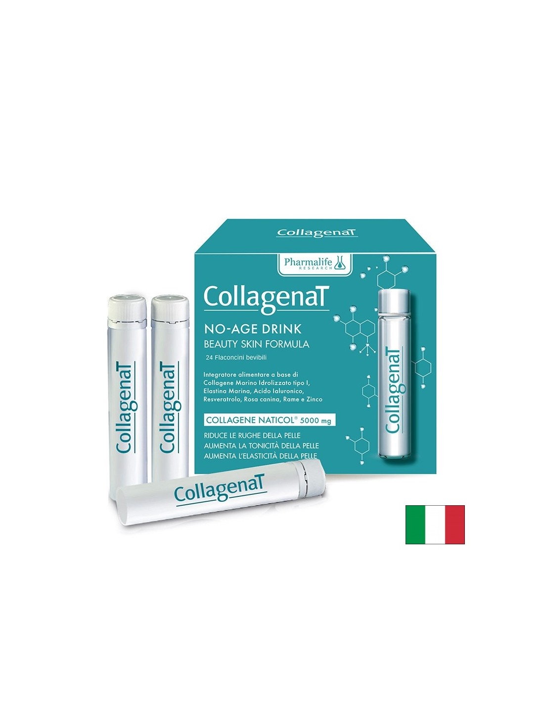 Колаген, Хиалуронова киселина и Еластин – Коса, кожа и нокти, 24 флакона х 25 ml - Feel You