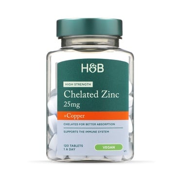 Цинк хелат 25мг с мед (High Strength Chelated Zinc with Copper) 120 таблетки, H&B - Feel You