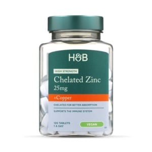 Цинк хелат 25мг с мед (High Strength Chelated Zinc with Copper) 120 таблетки, H&B - Feel You