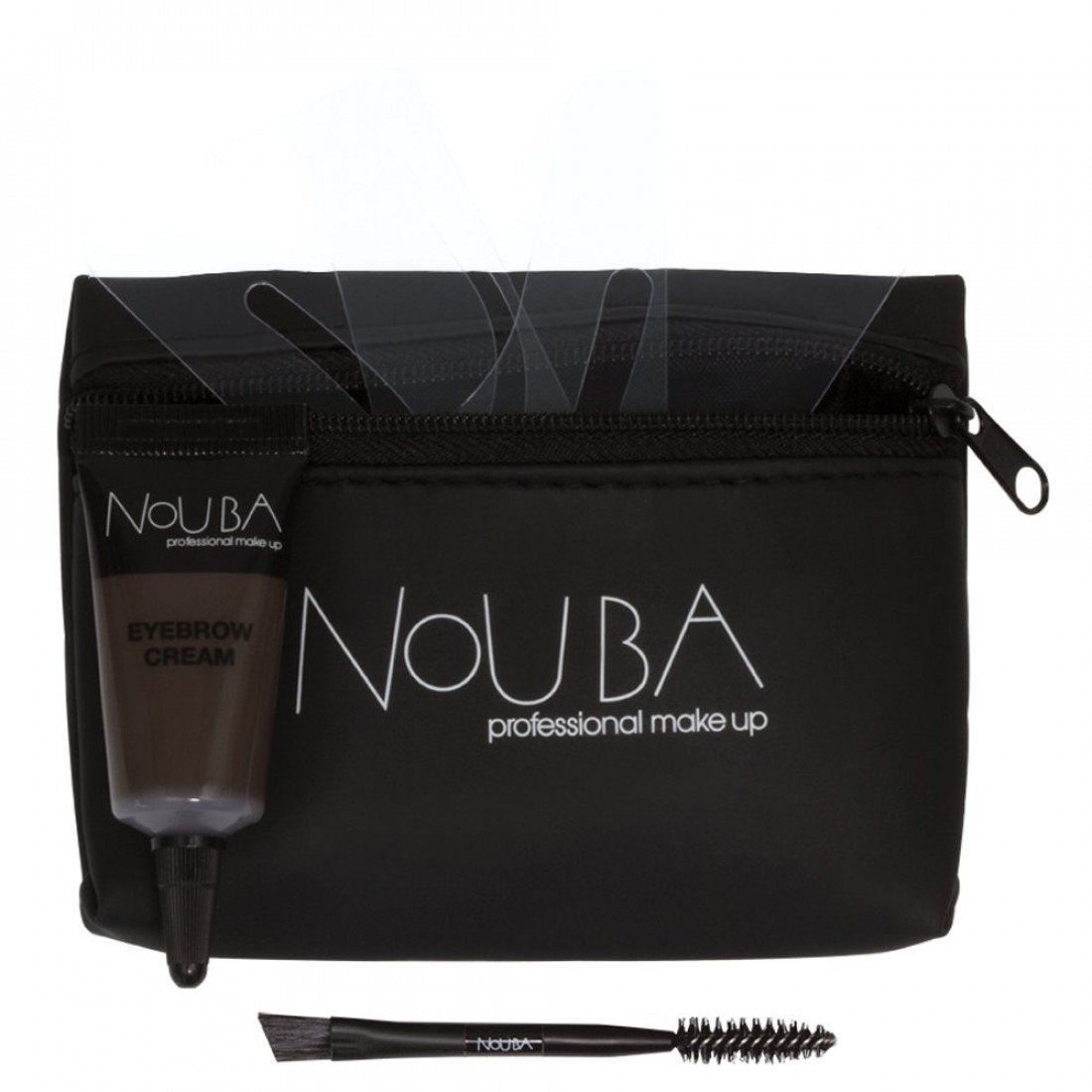 25 Set Nouba: Nouba, Eyebrow Brush + Nouba, Eyebrow Gel, 7 ml + Textile Makeup Bag, Black - Feel You