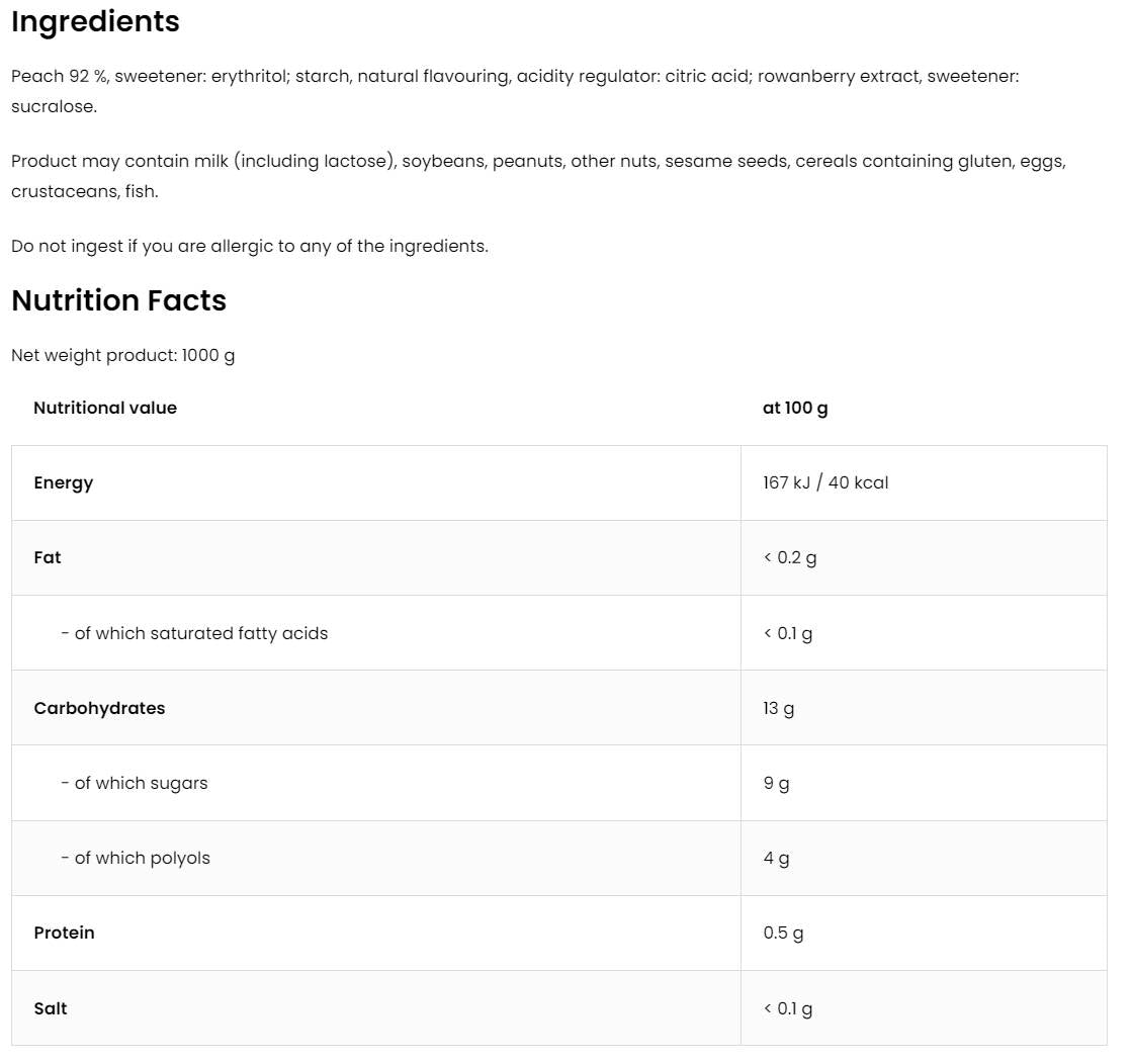 Peach Jelly | 92% Real Fruits ~ No Added Sugar 1000 грама - Feel You