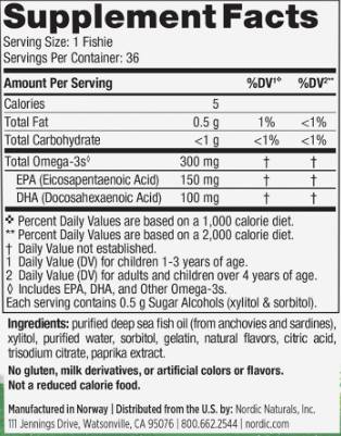 Zero Sugar Omega-3 Fishies 300 mg - 36 Дъвчащи гел капсули - Feel You