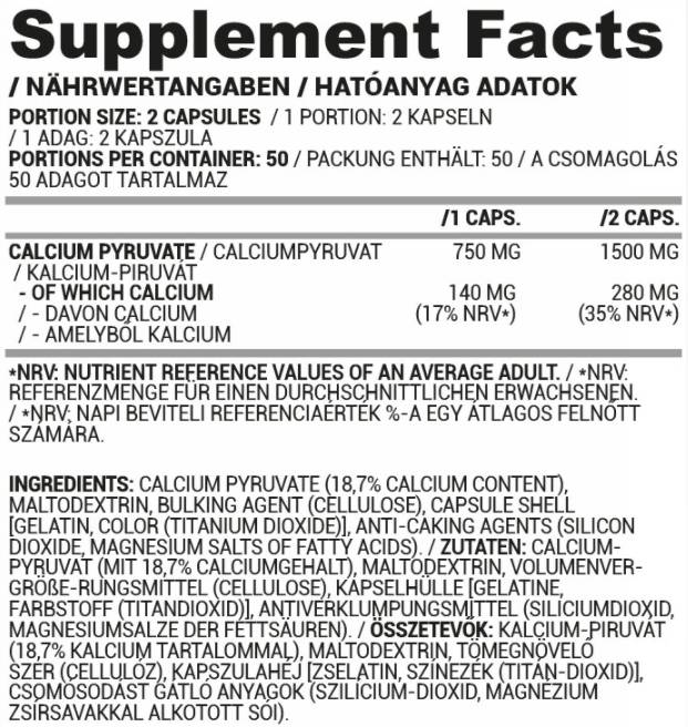 Pyruvate Caps | Calcium Pyruvate 100 капсули - Feel You