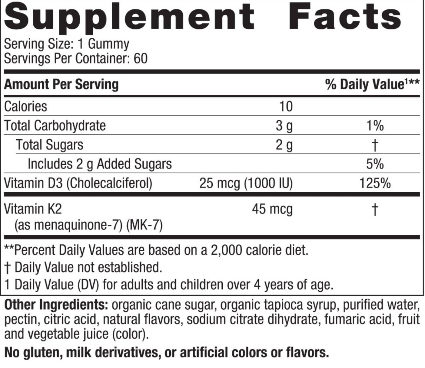 Vitamin D3 1000 IU + K2 45 mcg | Gummies - 60 желирани бонбони - Feel You