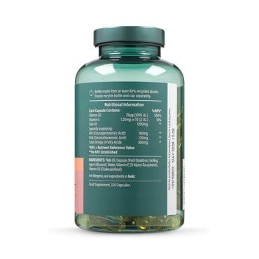 Омега 3 Рибено масло + Витамин Д3 (Omega 3 Fish Oil + D3) 1200mg 120 капсули, H&B - Feel You