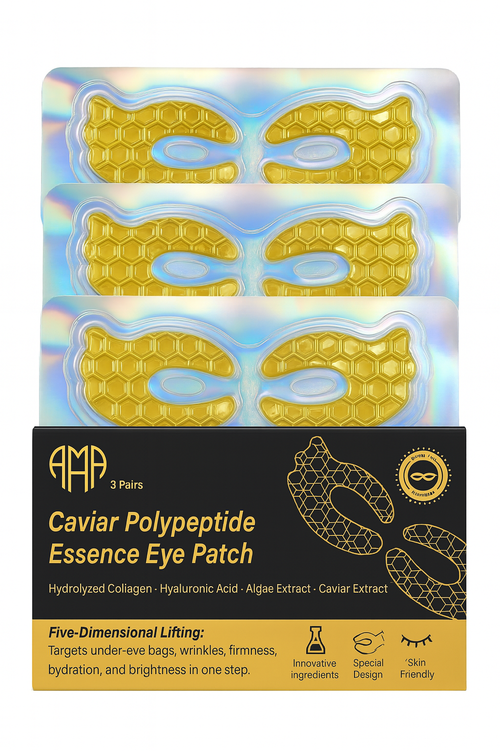 Регенерираща маска с хайвер, колаген и пептиди за около очите – 3 броя - Feel You