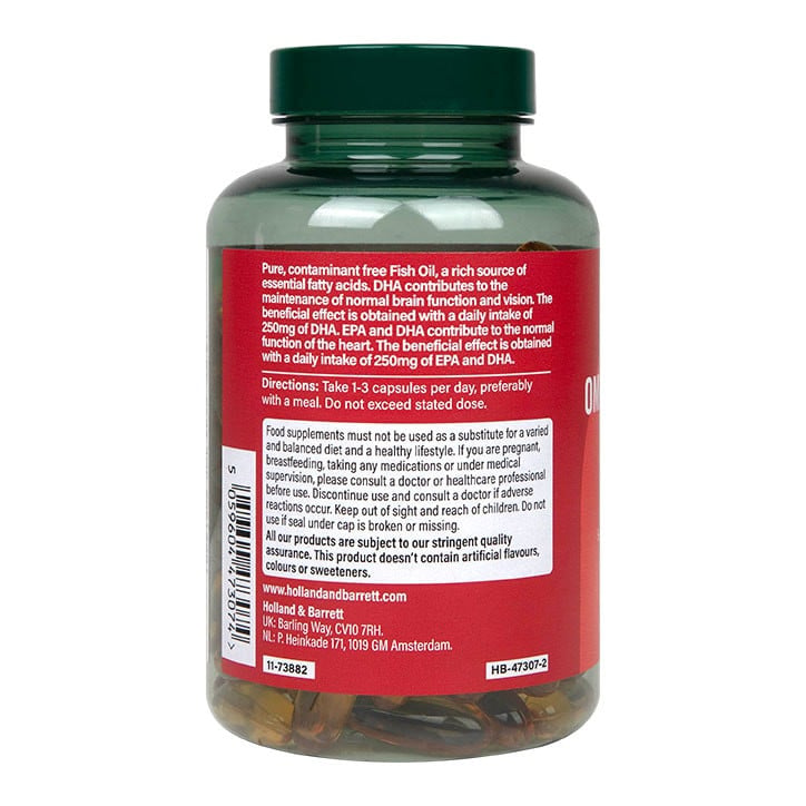 Омега-3 концентрирано рибено масло (Omega 3 Fish Oil) 1000mg 120 капсули, H&B - Feel You