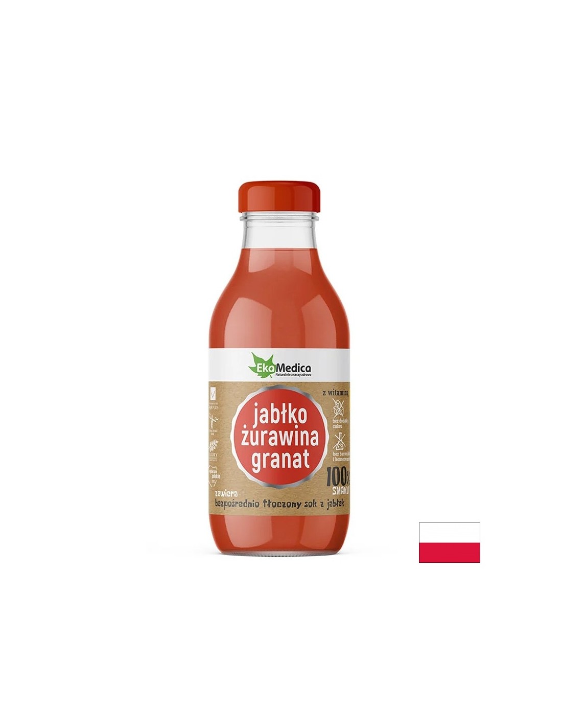 Сок от ябълки, червени боровинки и нар - Имунна и антиоксиданта защита, 300 ml - Feel You