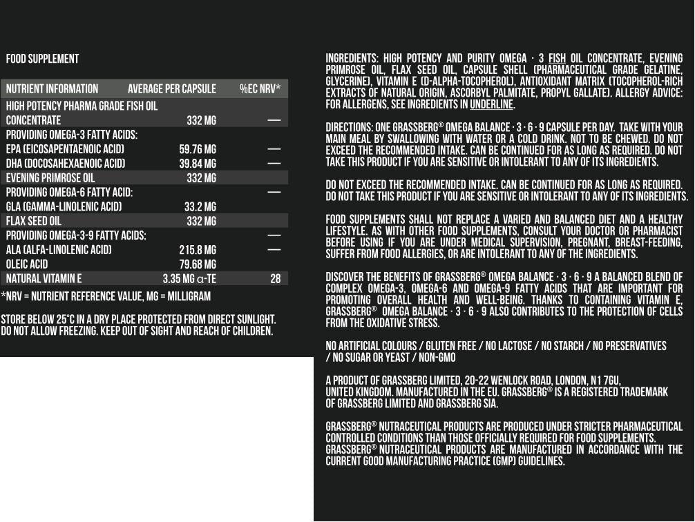 GRASSBERG Omega 3-6-9 Balance 1000 mg 60 Caps - Feel You