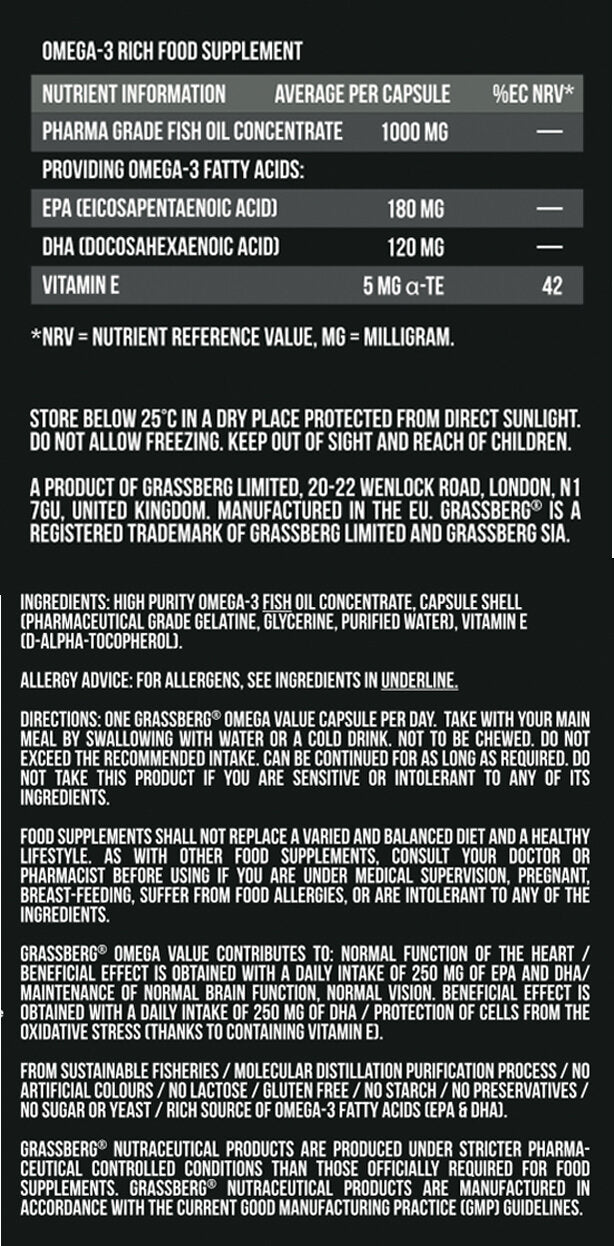 GRASSBERG Omega-3 Value 1000 mg  60 Caps - Feel You