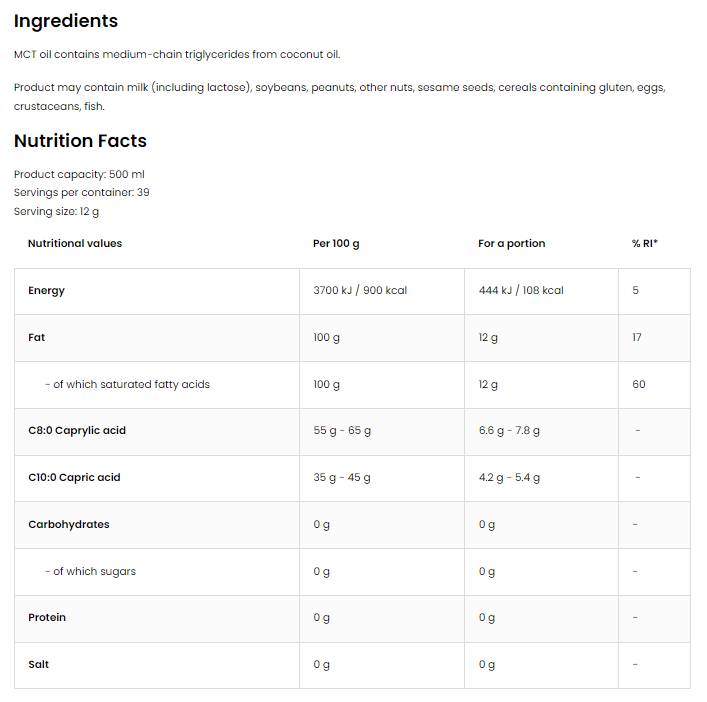 MCT Coconut Oil | Premium Quality C8 + C10 500 мл - Feel You