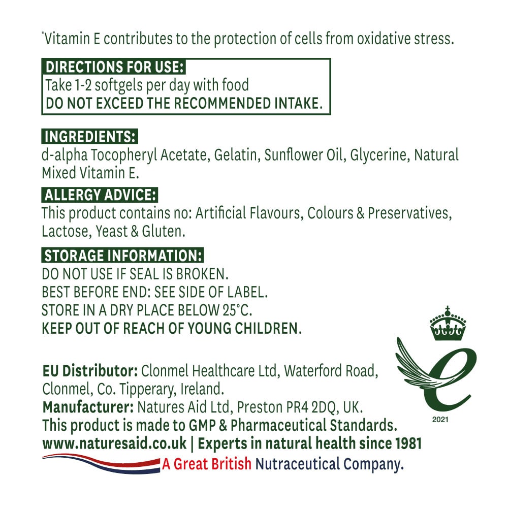 Витамин Е Натурален 400iu 60 капсули Natures Aid - Feel You