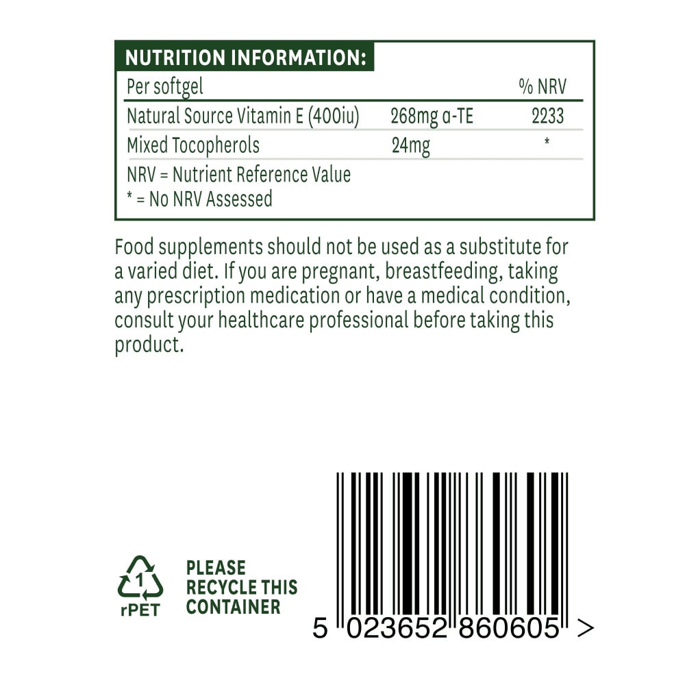 Витамин Е Натурален 400iu 60 капсули Natures Aid - Feel You