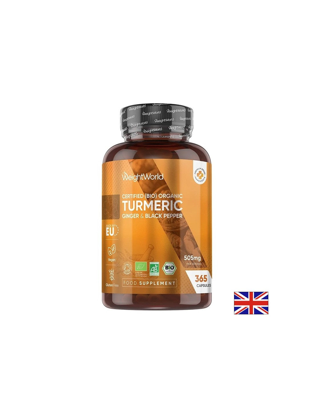 Куркума 480 mg + Джинджифил 20 mg + Черен пипер Здрави стави и добро храносмилане 365 капсули - Feel You