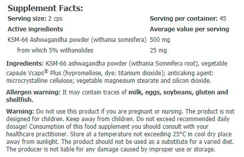 GreenDay ProVegan Ashwagandha KSM-66 Pure / 60 Vcaps