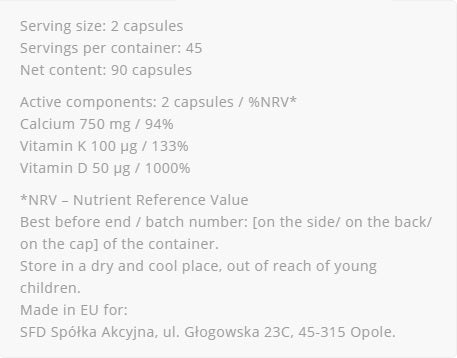 Calcium, D3 + K2 / 90 Caps