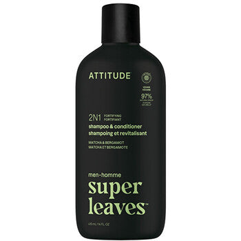 Attitude - Super Leaves Matcha & Bergamot Shampoo & Conditioner - Pánský posilující šampon a kondicionér 2v1 - 415ml