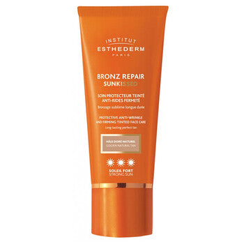 Institut Esthederm - Bronz Repair Sunkissed Strong Sun Face Care - Tónovaný protivráskový a zpevňující krém na opalování s vysokou ochranou - 50ml