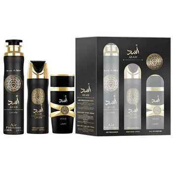 Lattafa Perfumes - Asad Dárková sada EDP 100 ml, deospray 200 ml a osvěžovač vzduchu 300 ml - 100ml