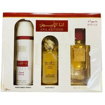 Lattafa Perfumes - Ana Abiyedh Rouge Dárková sada EDP 60 ml, deospray 200 ml a vlasová mlha 50 ml - 60ml