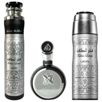 Lattafa Perfumes - Fakhar Lattafa Black Dárková sada EDP 100 ml, deospray 200 ml a bytová vůně 300 ml - 100ml