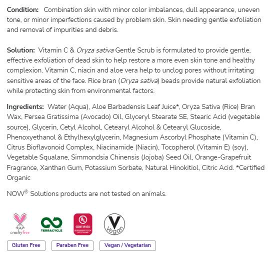 Vitamin C & Oryza Sativa Gentle Scrub | Paraben Free - 118 мл - Feel You