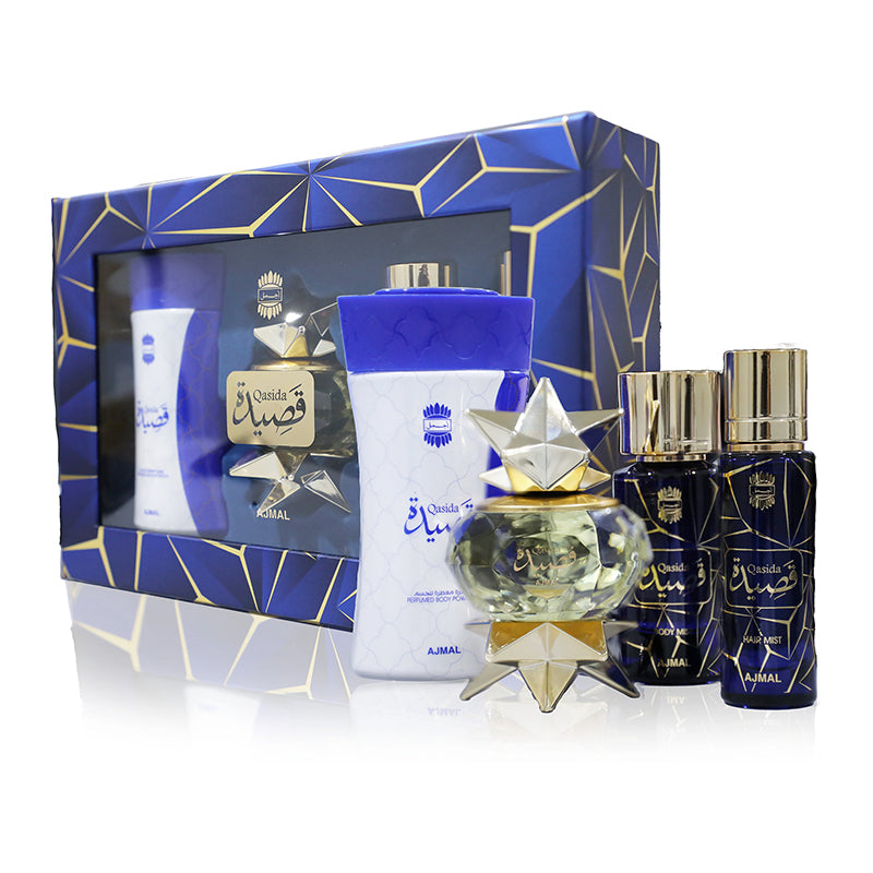 Ajmal Qasida EDP 60 ml + Body powder 80 g + Bodyspray 50 ml + Hair Mist 30 ml - Feel You