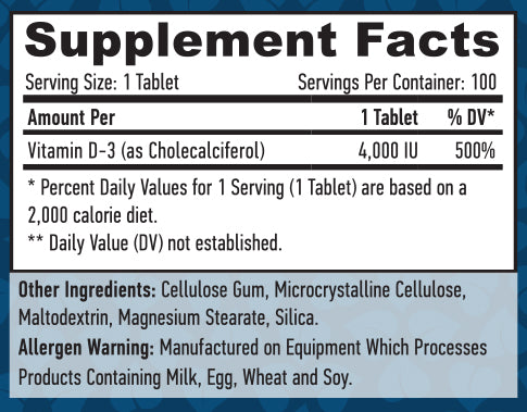 Vitamin D3 / 4000 IU / 100 Tabs