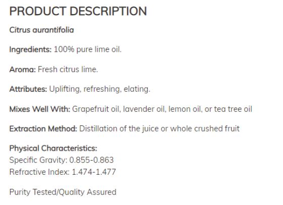 Essential Oils / Lime Oil / 30 ml