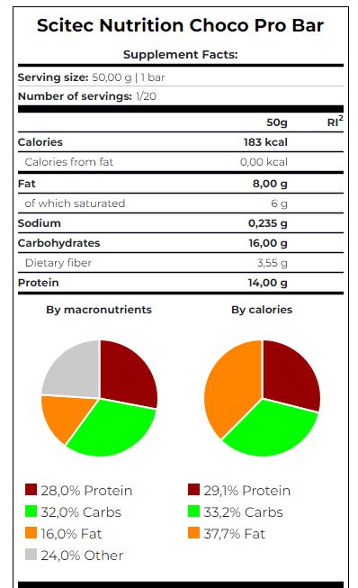 Choco Pro Bar Box / 20 x 50 g - Feel You