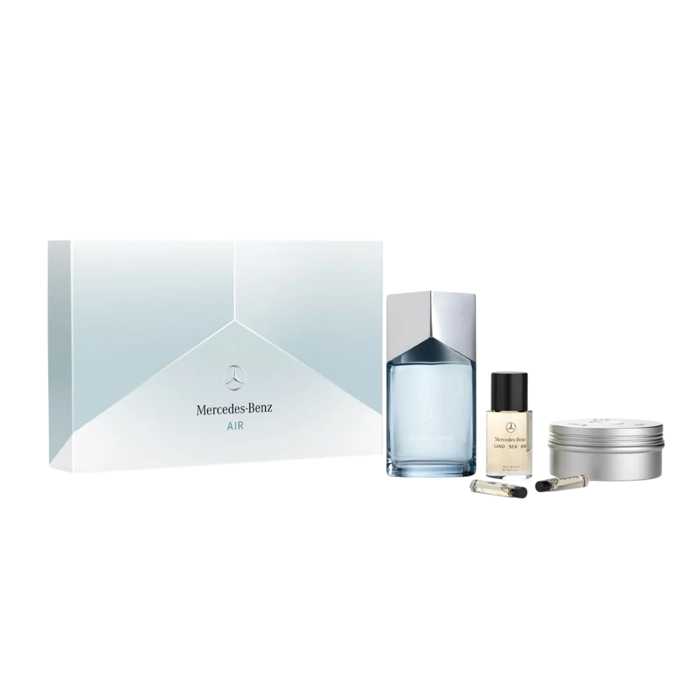 Set Mercedes-Benz: Air, Eau De Parfum, For Men, 100 ml + Land-Sea-Air, Cleansing, Scented Soap Bar, 110 g + Land, Eau De Parfum, For Men, 1.5 ml *Sample + Air, Eau De Parfum, For Men, 1.5 ml *Sample + Land-Sea-Air, Hydrating, Oil, Face, Body, Hair & Be...