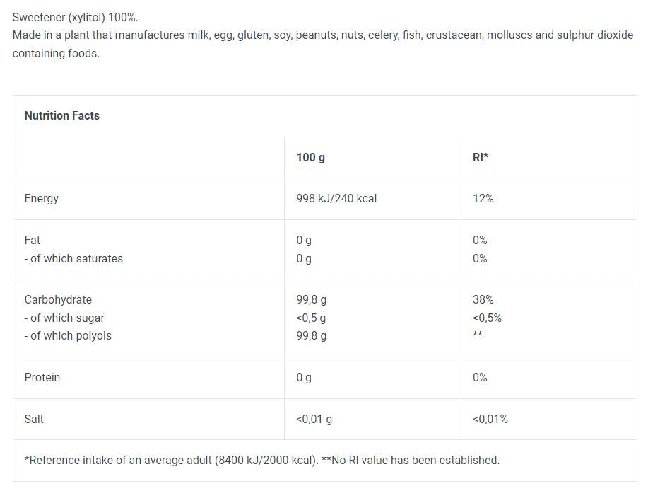 Xylitol Powdered Sweetener - 0.500 кг