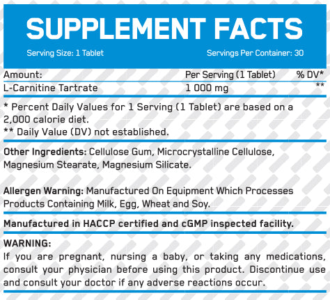 L-Carnitine 1000 mg / 30 Tabs - Feel You