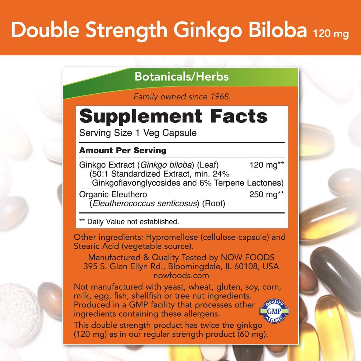 Ginkgo Biloba 120 mg / Double Strength - 50 капсули - Feel You